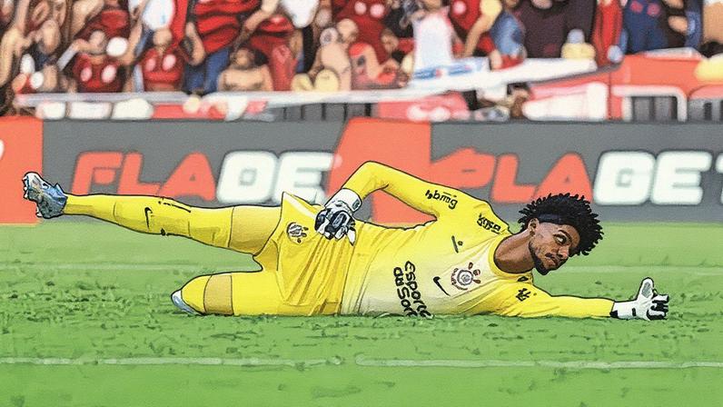 Hugo Souza durante Flamengo x Corinthians, no Maracanã (Foto: Reprodução)