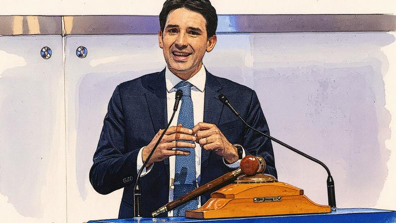 Ministro de Portos e Aeroportos, Silvio Costa Filho, participa do leilão do primeiro túnel imerso do Brasil, que conectará as cidades de Santos e Guarujá (Foto: Reprodução)