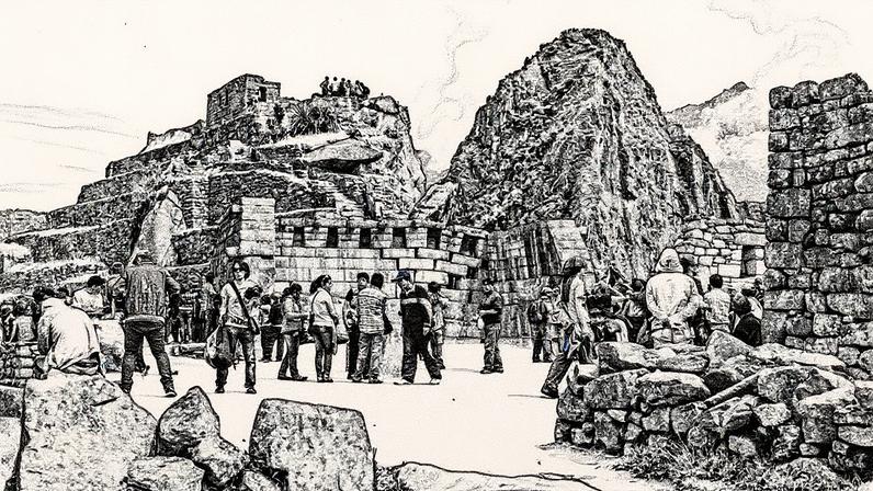 Visitors at Machu Picchu in Peru Photo by Murray Foubister, via Wikimedia Commons