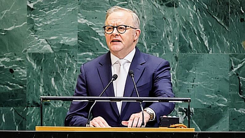 The Australian prime minister Anthony Albanese, speaks during the UN general assembly