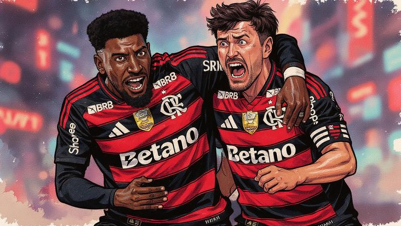 Emerson Royal e Arrascaeta marcam os gols do Flamengo (Foto: Reprodução)
