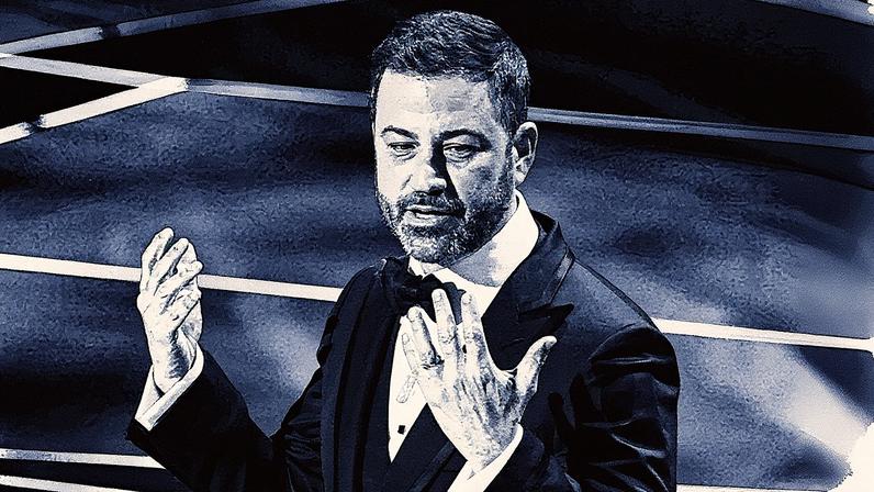 Jimmy Kimmel apresenta o Oscar em um palco (Foto: Reprodução)