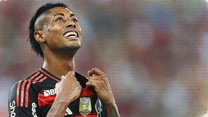 Bruno Henrique, atacante do Flamengo, em ação durante partida contra o Internacional no Maracanã (Foto: Reprodução)