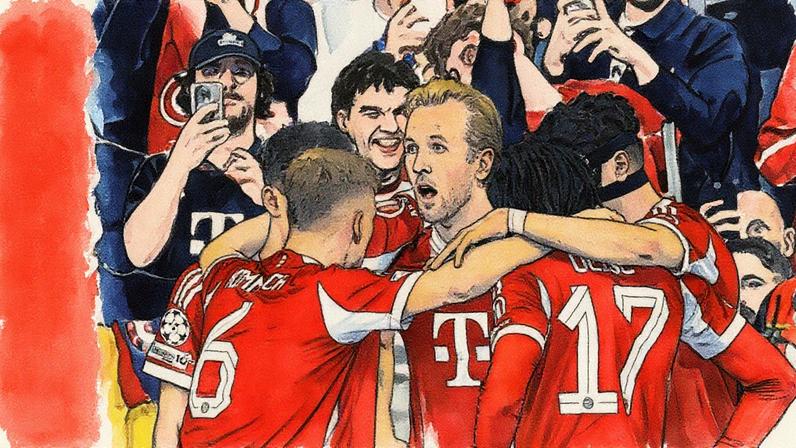 Harry Kane marca um gol pelo Bayern em partida contra o Chelsea (Foto: Reprodução)