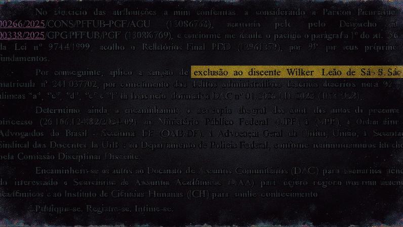 Decisão da reitora da Universidade de Brasília exclui aluno Wilker Leão de Sá (Foto: Reprodução)