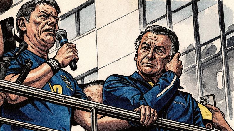 Tarcísio e Bolsonaro participam de ato na Avenida Paulista (Foto: Reprodução)