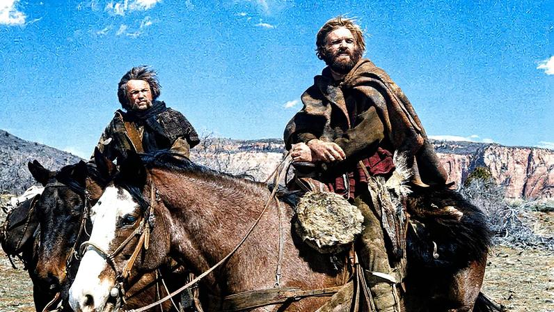 Robert Redford e Stefan Gierasch em cena do filme 'Las aventuras de Jeremiah Johnson' (1972) (Foto: Reprodução)