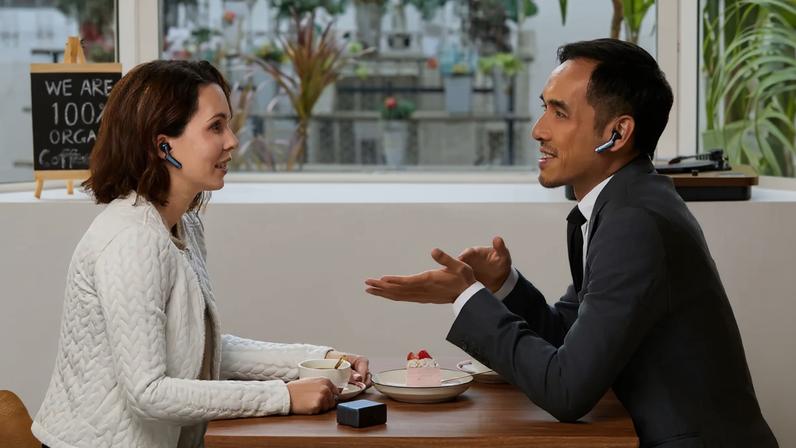 The Timekettle W4 AI look like a supersized pair of wireless earbuds.