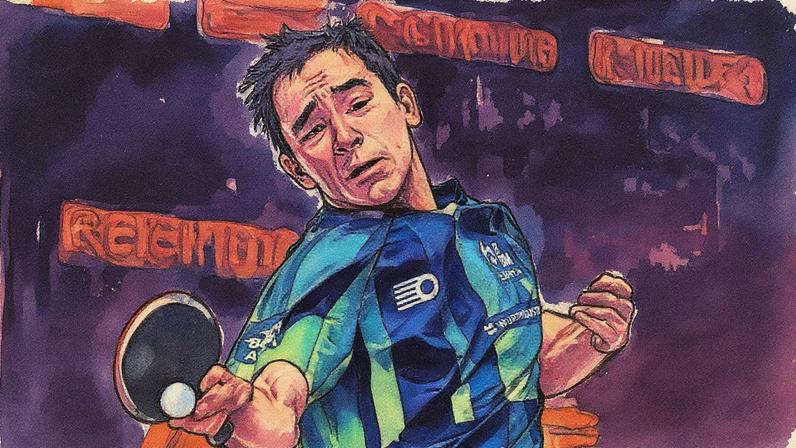 Hugo Calderano na vitória sobre o anfitrião Zhou Qihao no China Smash (Foto: Divulgação/WTT)