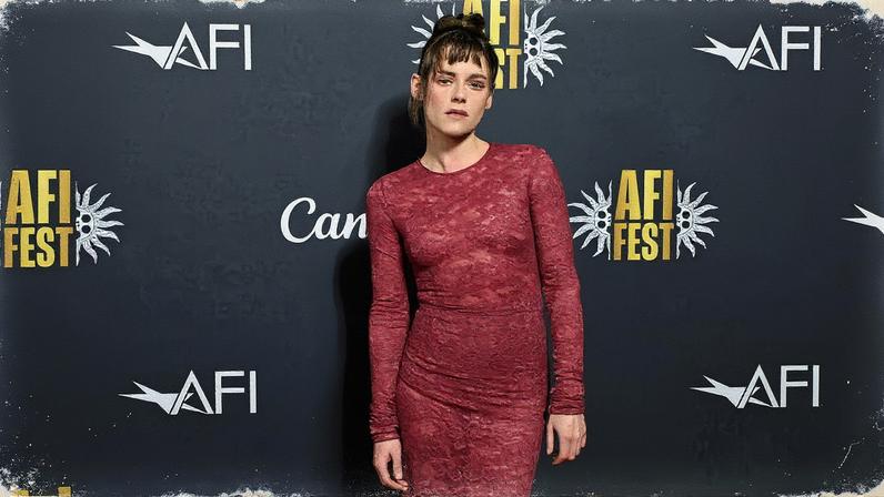 Kristen Stewart wore a sheer mesh look from Rhea Costa at the LA screening of “The Chronology of Water” on Saturday. FilmMagic