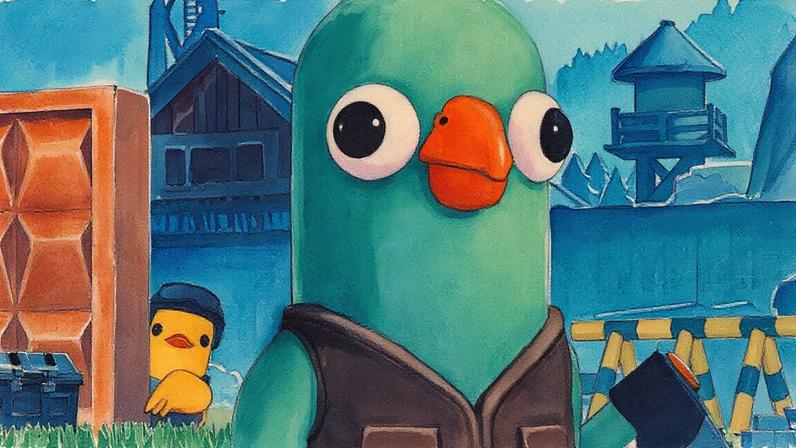 Sneaking up behind a dumb green duck. © Team Soda / Kotaku