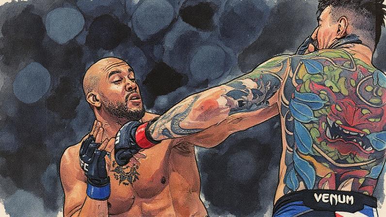 Tom Aspinall e Cyril Gane se enfrentaram pela luta principal no UFC 321 (Foto: Giuseppe CACACE / AFP)