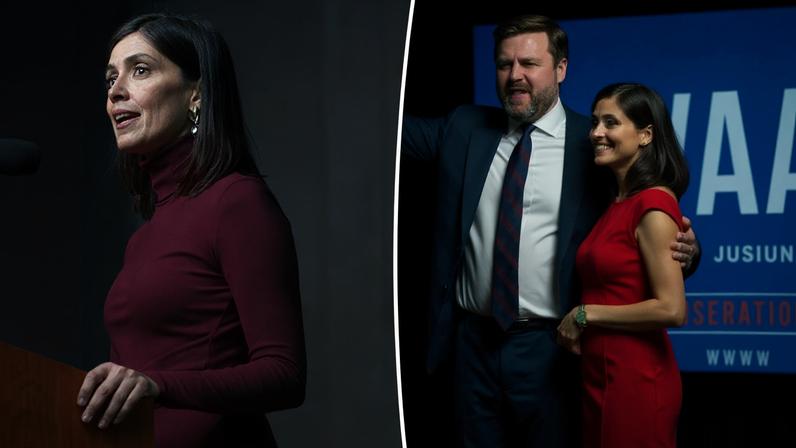 Usha Vance’s spokesperson made a rare statement to deny speculation that the second lady is divorcing her husband, Vice President JD Vance. AFP via Getty Images