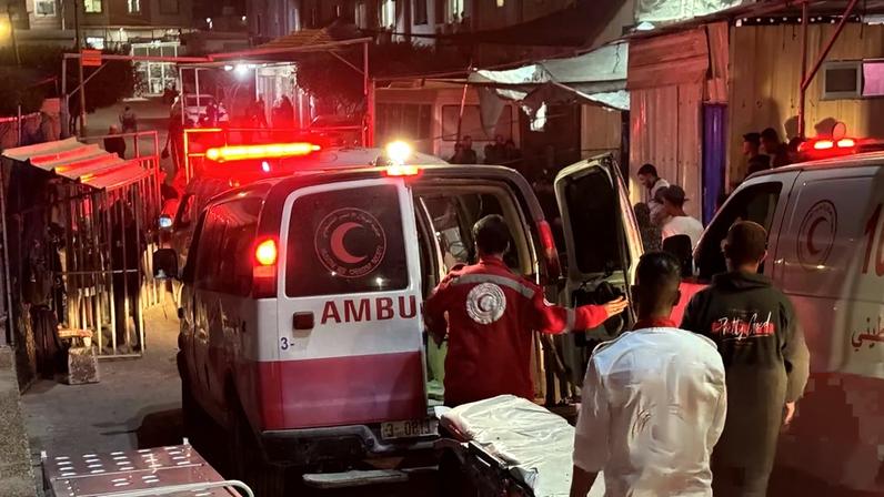 Ambulances bring people injured in Israeli airstrikes to Nasser hospital in Khan Younis last week. Photograph: Anadolu/Getty Images