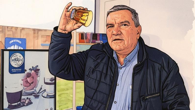 François Marciano, chief executive of Duralex, holds up a Picardie glass.