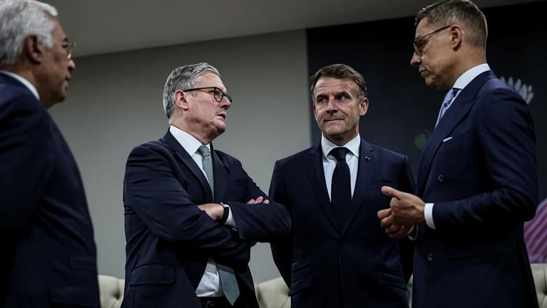 European leaders met on the sidelines of the summit to discuss their response to the plan. Photograph: Henry Nicholls/Reuters