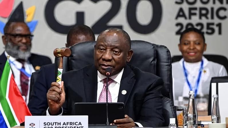 Cyril Ramaphosa closed the G20 summit in Johannesburg with the bang of a gavel. Photograph: Government Information Services/EPA