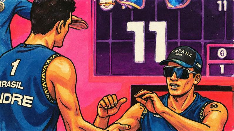 André e Renato no Mundial de Vôlei de Praia 2025 (Foto: Volleyball World)