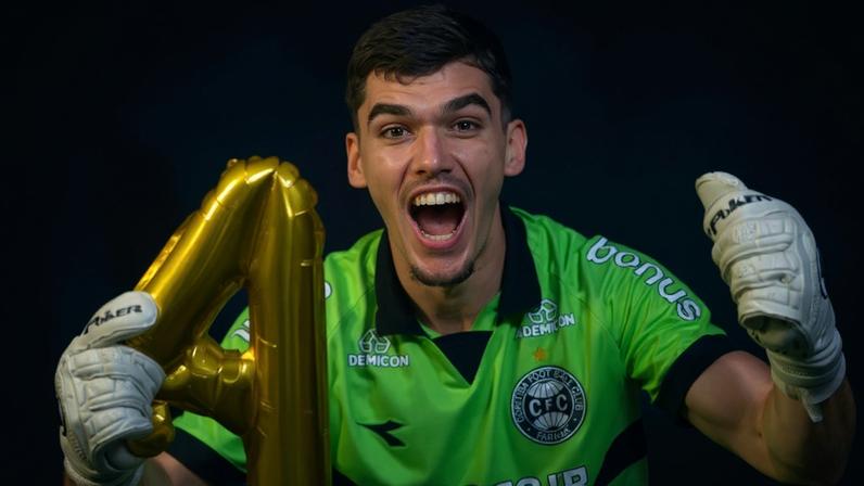 Goleiro do Coritiba comemora acesso para a Série A do Brasileirão (Foto: Coritiba)