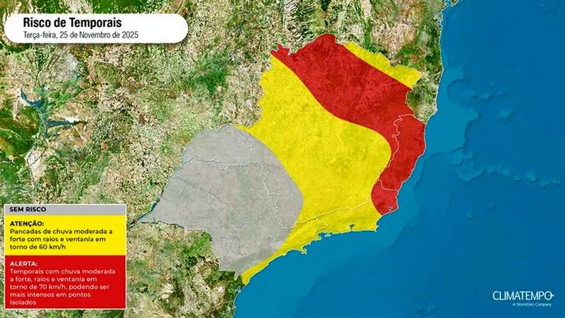 Sudeste do Brasil permanece em alerta para chuvas nesta terça