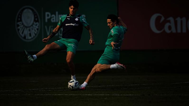 Elenco do Palmeiras durante treinamento na Academia de Futebol (Foto: Cesar Greco/Palmeiras/by Canon)