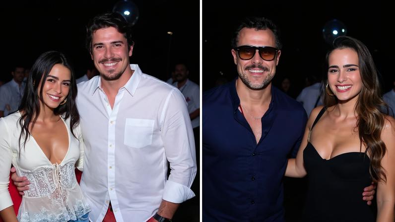 Mari Saad e Rômulo Arantes Neto, Natália Rosa e Marcella Rica, e Joaquim Lopes e Marcella Fogaça — Foto: Webert Belicio/AgNews