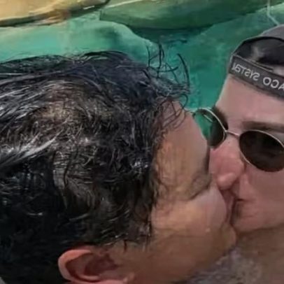 Vera Viel e Rodrigo Faro passam dia na ilha artificial da mansão