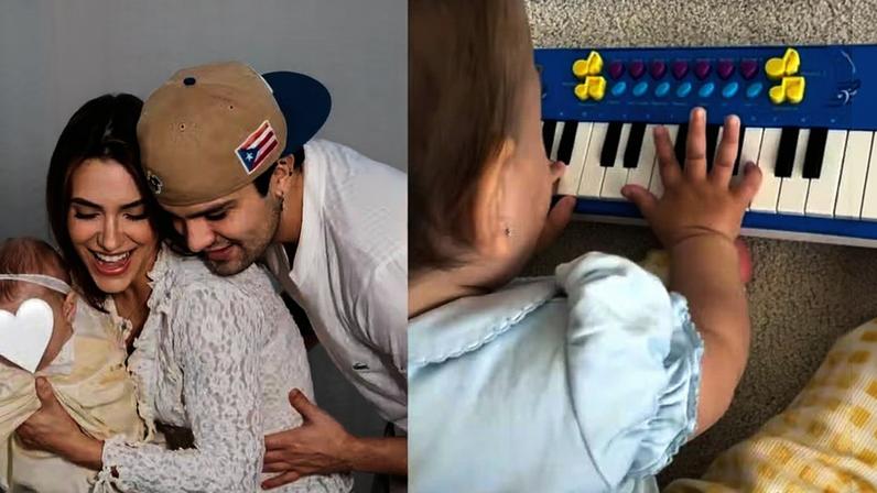 Serena, filha de Jade Magalhães e Luan Santana, encanta ao tocar piano de brinquedo — Foto: Reprodução/Instagram