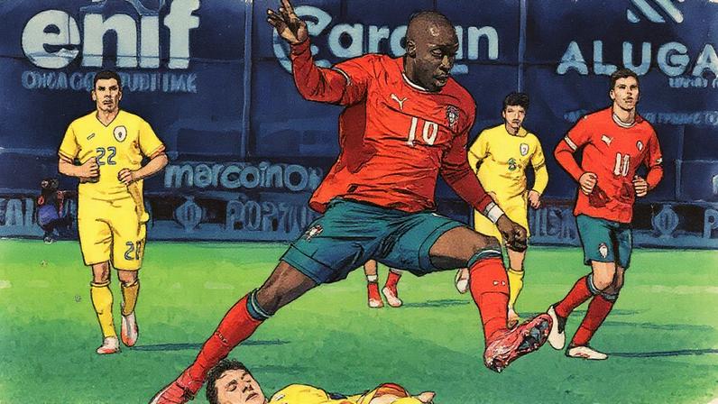 Carlos Forbs frente à Roménia pela Seleção Sub-21
