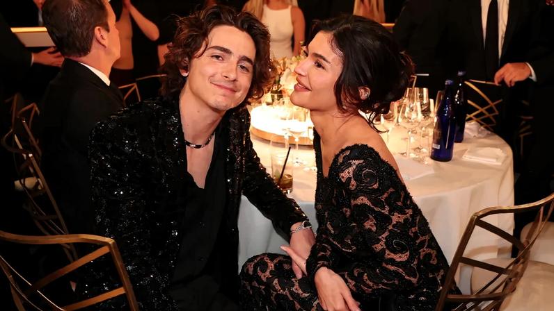 Kylie Jenner is reportedly “very excited” to be spending Thanksgiving with her boyfriend Timothée Chalamet. Golden Globes 2024 via Getty Images