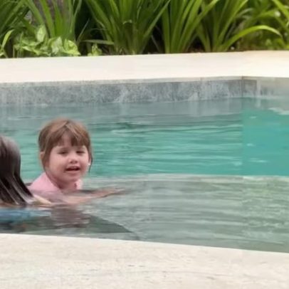 Zé Felipe mostra lazer das filhas em dia de piscina