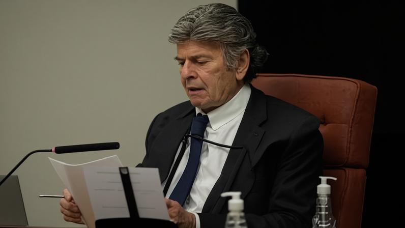 O ministro Luiz Fux durante o julgamento dos réus do núcleo 1 da trama golpista. Foto: Evaristo Sa/AFP