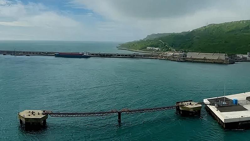The site at Balaclava Bay, seen here on the far side of the breakwater, would be about 50 acres and could employ 1,000 people