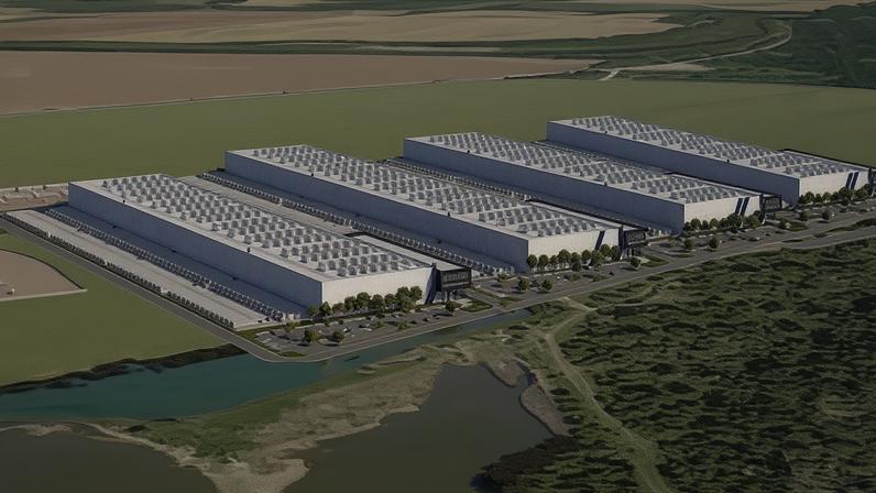 A rendering of an aligned data centers expansion in Ohio with New Mega-Scale AI Campus