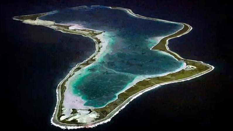 An aerial view of Diego Garcia, the largest island of the Chagos archipelago, in the Indian Ocean. Photograph: AP