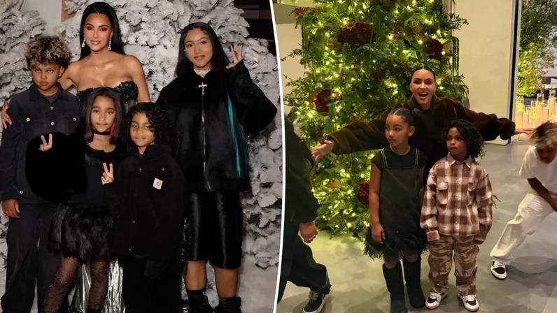 Kim Kardashian finally got Christmas photos with all of her kids.