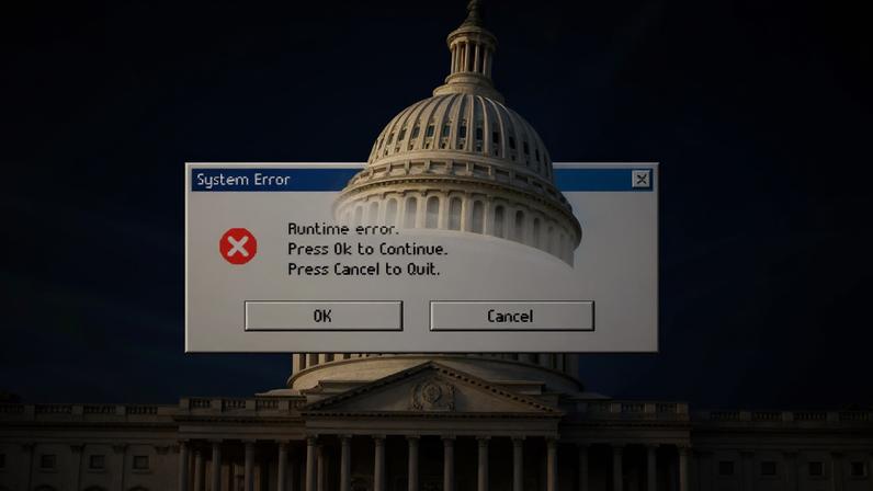 A capitol building with a bunch of pop up alerts.