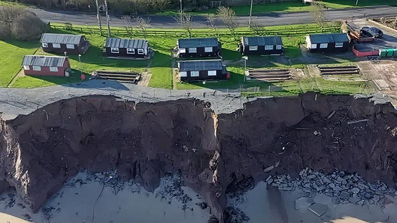 Holiday chalets on the edge of the coast at Withernsea in 2020
