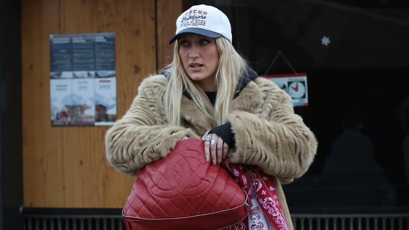 Bella Hadid showed off a striking new platinum blond hair color while out in Aspen on Monday.