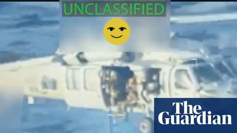 A clip from footage showing US forces taking control of an oil tanker off the Venezuelan coast.