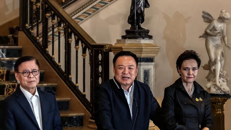 Thai prime minister Anutin Charnvirakul speaks during a press conference after his call with President Trump. Photograph: Chanakarn Laosarakham/AFP/Getty Images