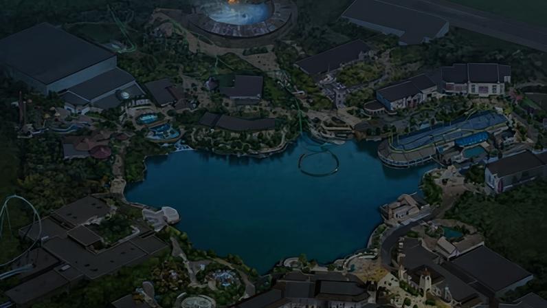 An artist’s rendering of the Universal theme park to be built on a site near Bedford. Photograph: Universal Destinations & Experiences/PA