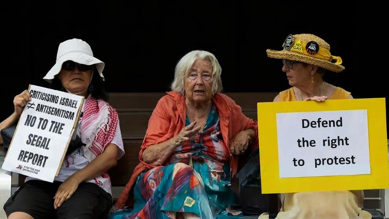 Pro-Palestine supporters protest against NSW’s proposed new protest laws.