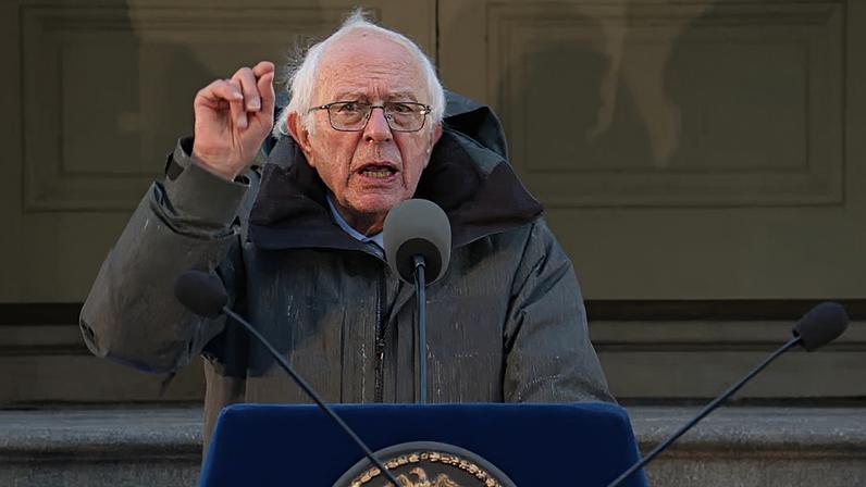 Bernie Sanders speaking at the event