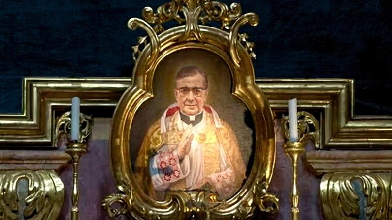 An altar dedicated to Josemaría Escrivá, who founded Opus Dei in 1928 and was made a saint by the Catholic church in 2002.
