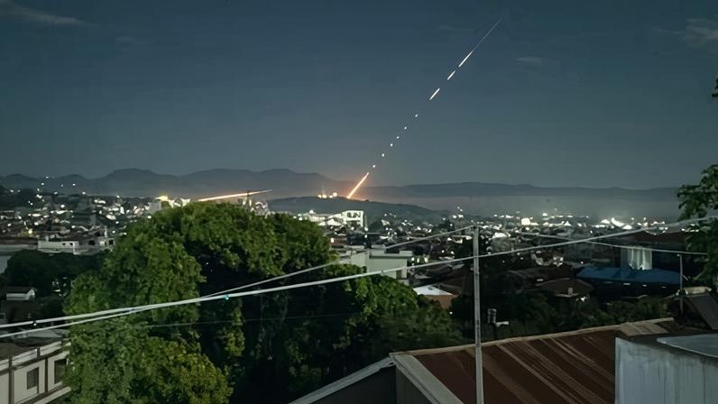 A missile fired from a Myanmar military base in Lashio township, northern Shan State. China’s support for the military has been crucial to the fortunes of the junta.