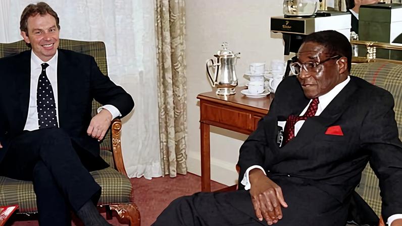 Tony Blair and Robert Mugabe in Commonwealth talks in 1997. The Foreign Office dismissed military action as not a ‘serious option’ for dismantling Mugabe’s regime.