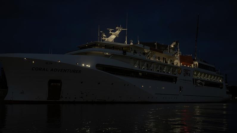 The Coral Adventurer ran aground early on Saturday morning, about 30km from PNG’s second-largest city, Lae.