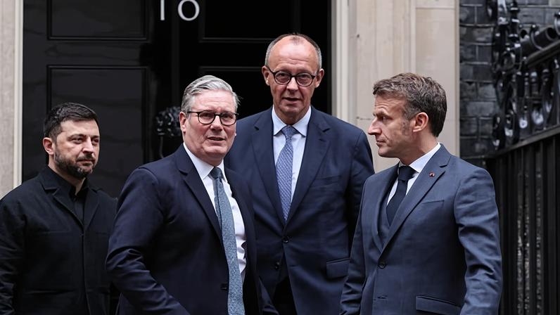 Keir Starmer hosts Volodymyr Zelenskyy, Friedrich Merz and Emmanuel Macron at No 10 on 8 December.