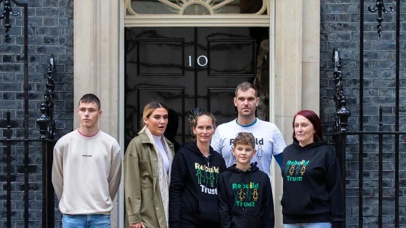 The family of Christie Harnett, pictured at Downing Street in 2022, have long campaigned for an inquiry into her death. Photograph: Tayfun Salcı/Zuma Press/Rex/Shutterstock